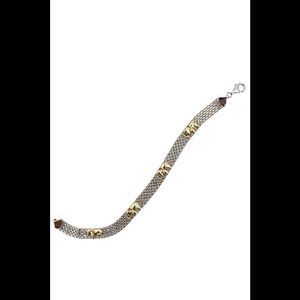 Silver Style Sterling Silver Two-Tone Motif Bracelet 6.2-7.5g